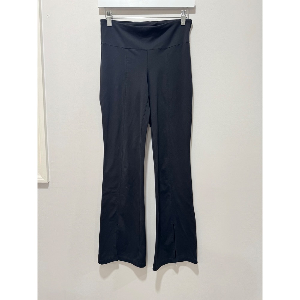 GapFit Eclipse Black Flare Leggings Front Seam Slit Ankle Petite Small